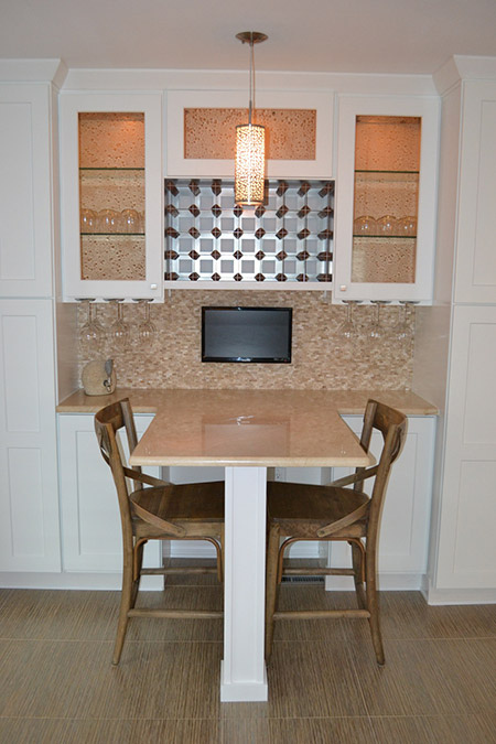 RR Kitchen and Bath remodel dining area with mini tv